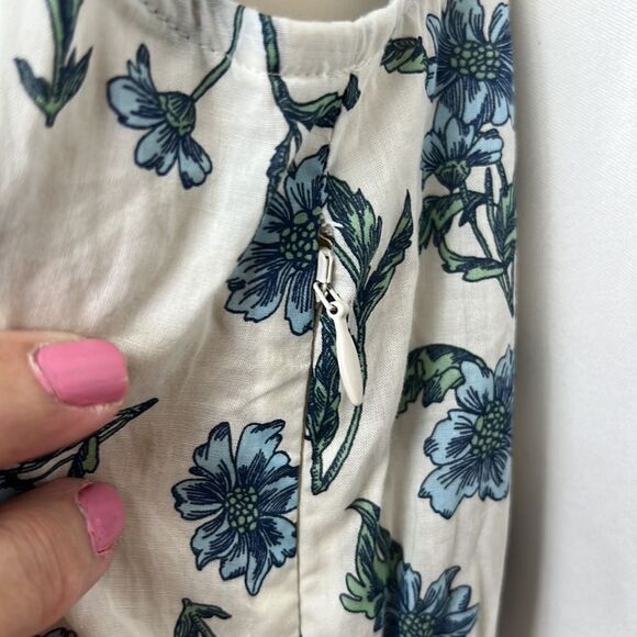 J. Crew Factory BY544 Tie front blue and white floral midi dress size 0 NWT - Picture 9 of 16